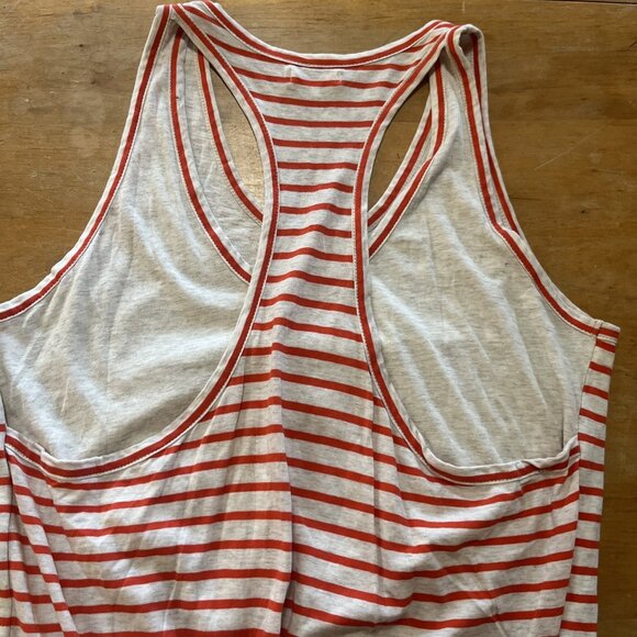 DEMYLEE Women’s Orange White Striped Side Slit Maxi Tshirt Cover Up Dress Sz L - Picture 10 of 11